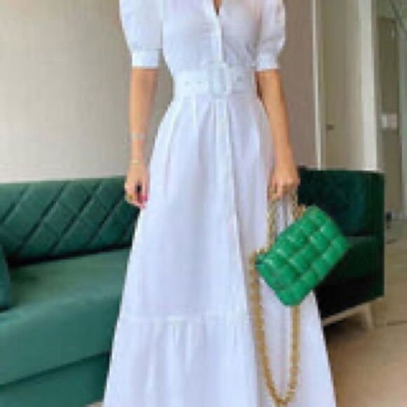 Dresses & Skirts - White Belted Dress  